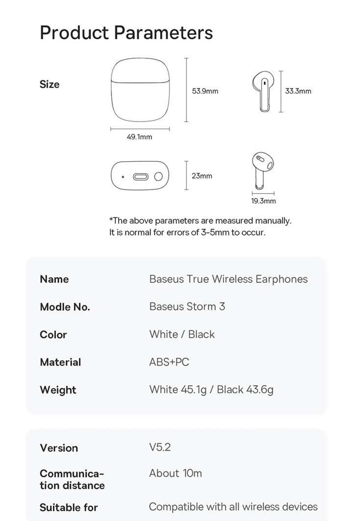 Baseus Storm 3 True Wireless Bluetooth Earphone Earbuds TWS ANC ENC – Baseus  Indonesia