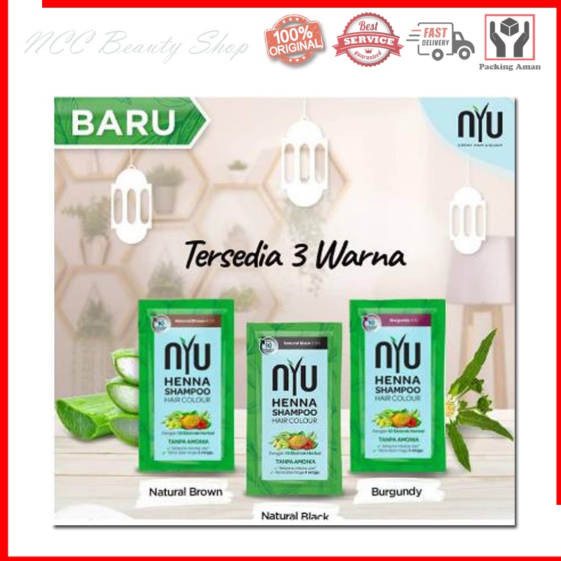 * NCC * NYU Henna Shampoo Pewarna Semir Rambut Praktis Tanpa Amonia Saset - Kemasan Sachet