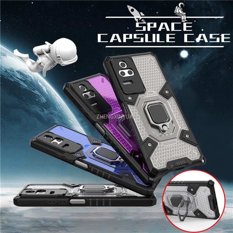space capslile case for xiaomi poco f4 gt 5g x3 gt f3 x3pro phone case magnetic metal finger ring ho