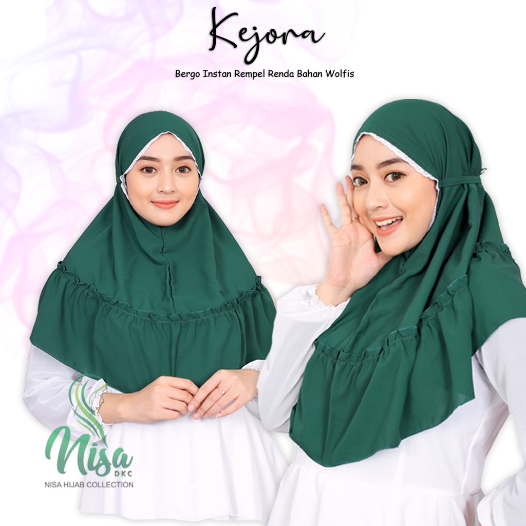 Jilbab Instan Kejora Bergo Renda Hijab Tali Wolfis Maryam Love