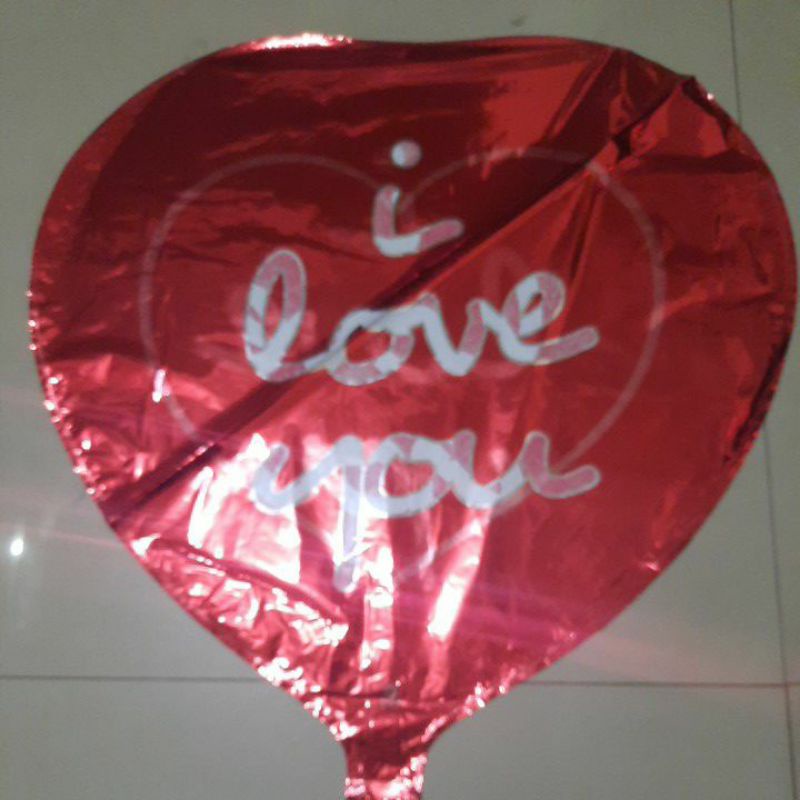 Balon Foil Hati Print I LOVE YOU