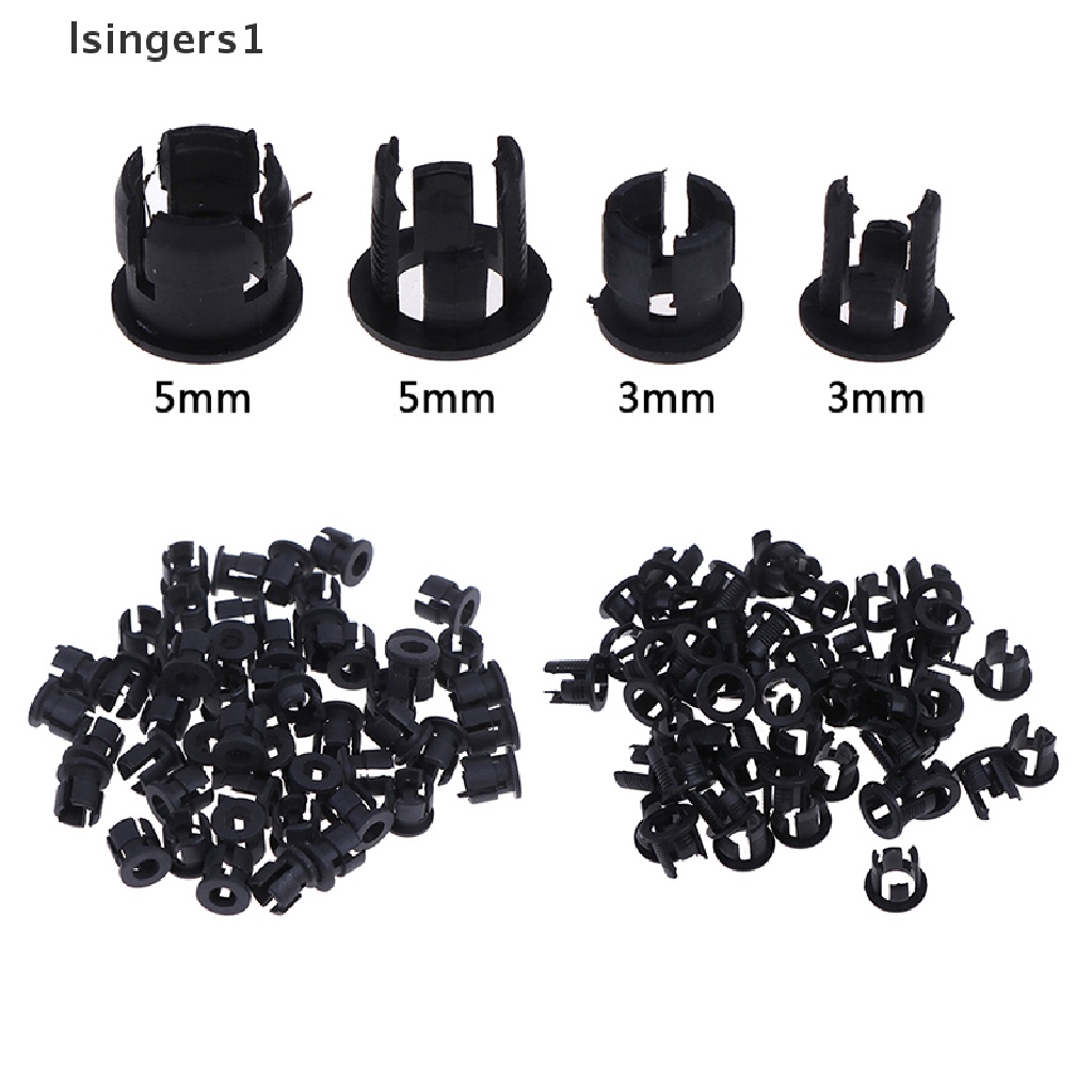 (lsingers1) 50pcs Klip Holder Lampu LED Bahan Plastik Ukuran 3mm / 5mm Warna Hitam