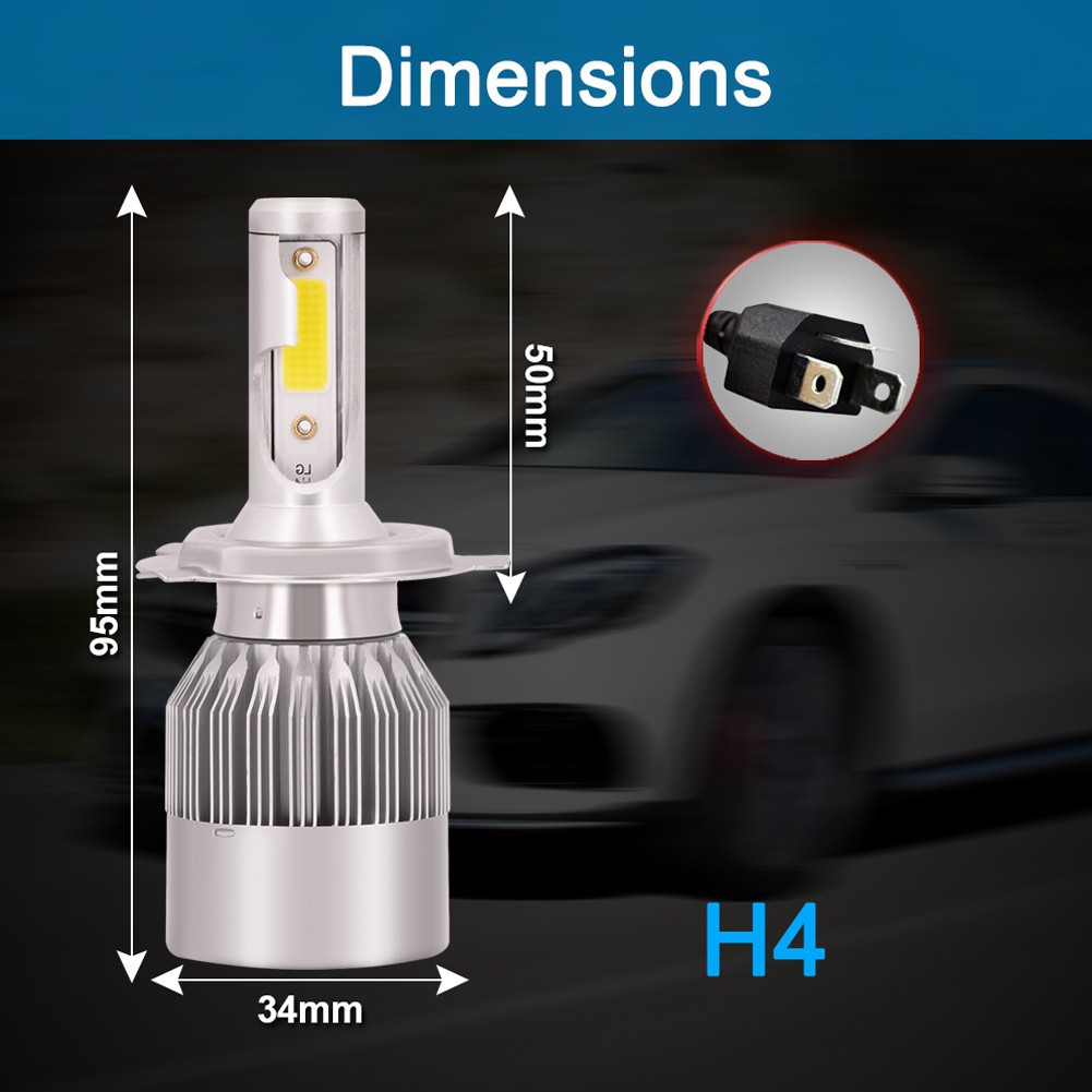 1 Pasang Lampu Depan Mobil LED H1 H3 H4 H7 H8 / H9 / H11 9005 9006 H13 C6 LED HB3 HB4