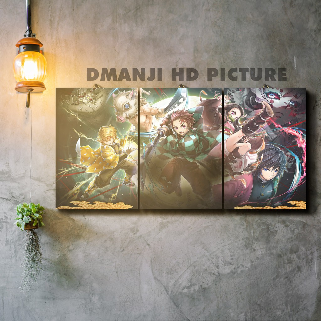 POSTER KAYU MULTIPANEL KIMETSU NO YAIBA / 60X30 / HIASAN DINDING DEMON SLAYER / PAJANGAN KAMAR ANIME-HD - KNY 93