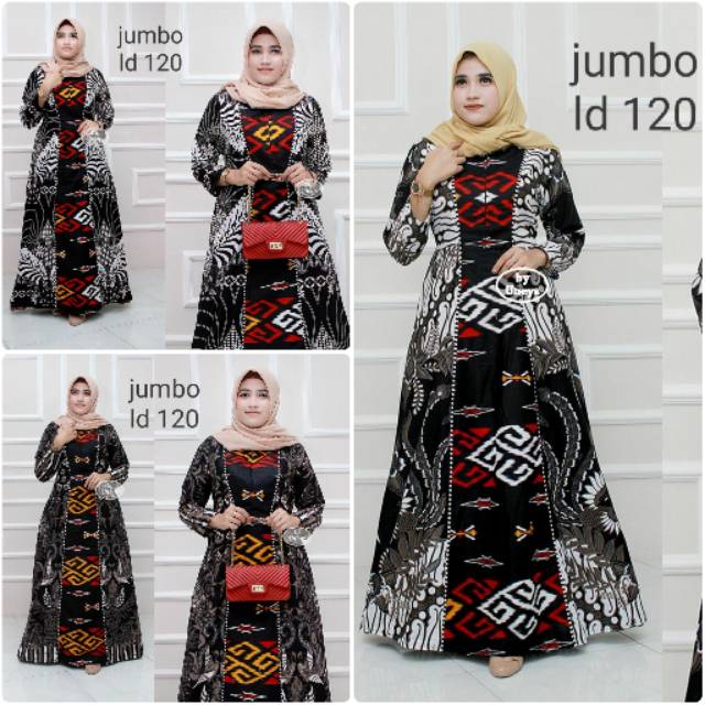 Gamis kombinasi cendrawasih songket.jumbo LD 120.resleting belakang.batik Pekalongan