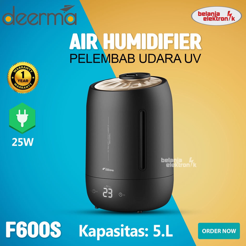 DEERMA F600S AIR HUMIDIFIER 5L DIFFUSER AROMATHERAPY TOUCHSCREEN HITAM PELEMBAB UDARA UV