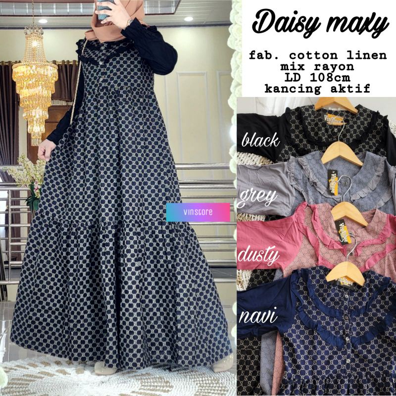 BAJU GAMIS LEBARAN MEWAH MOTIF CHANEL DRESS MURAH TERBARU DAISY MAXY ORIGINAL BRAND SOLO