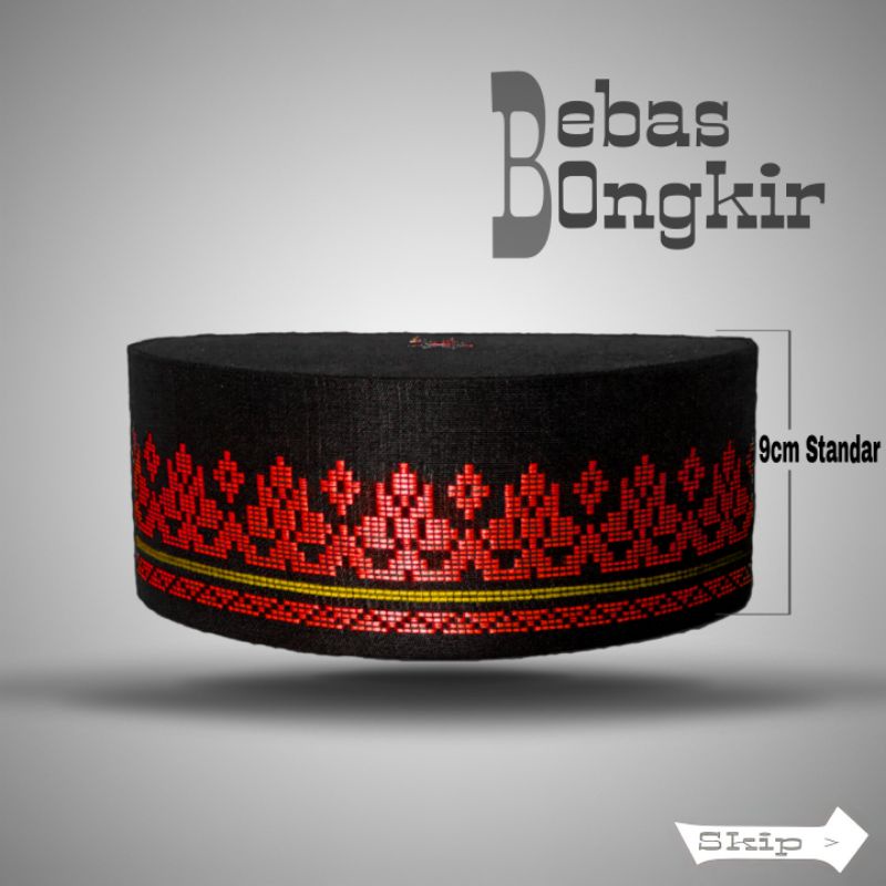 Peci hitam merah Zubair tenun Songket peci sholat pria peci akad