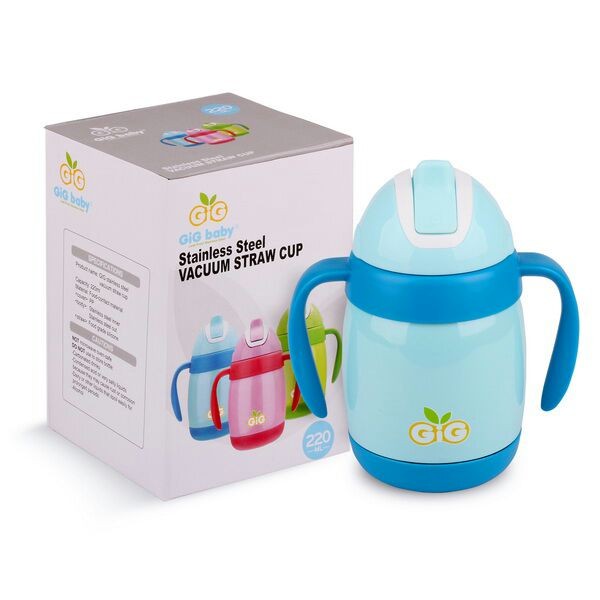 GiG Baby Stainless Steel Vacuum Straw Cup Botol Sedotan Tahan Awet Dingin