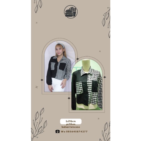 mika crop top blouse / shirt top Tartan two tone