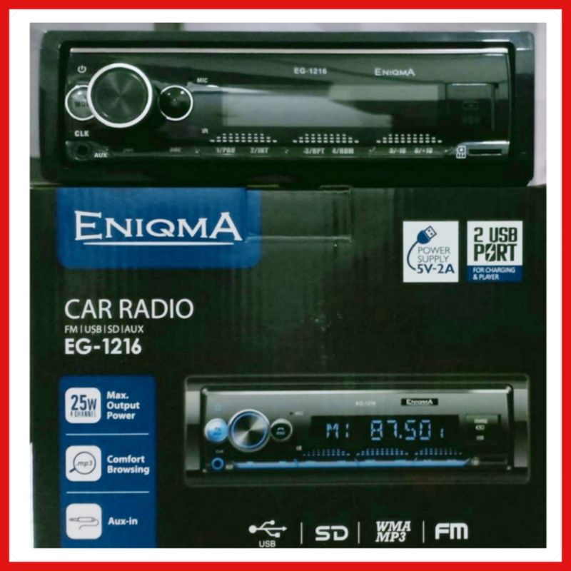 Head Unit Single Din Mp3 USB Radio Bluetooth Merk Enigma EG 1216