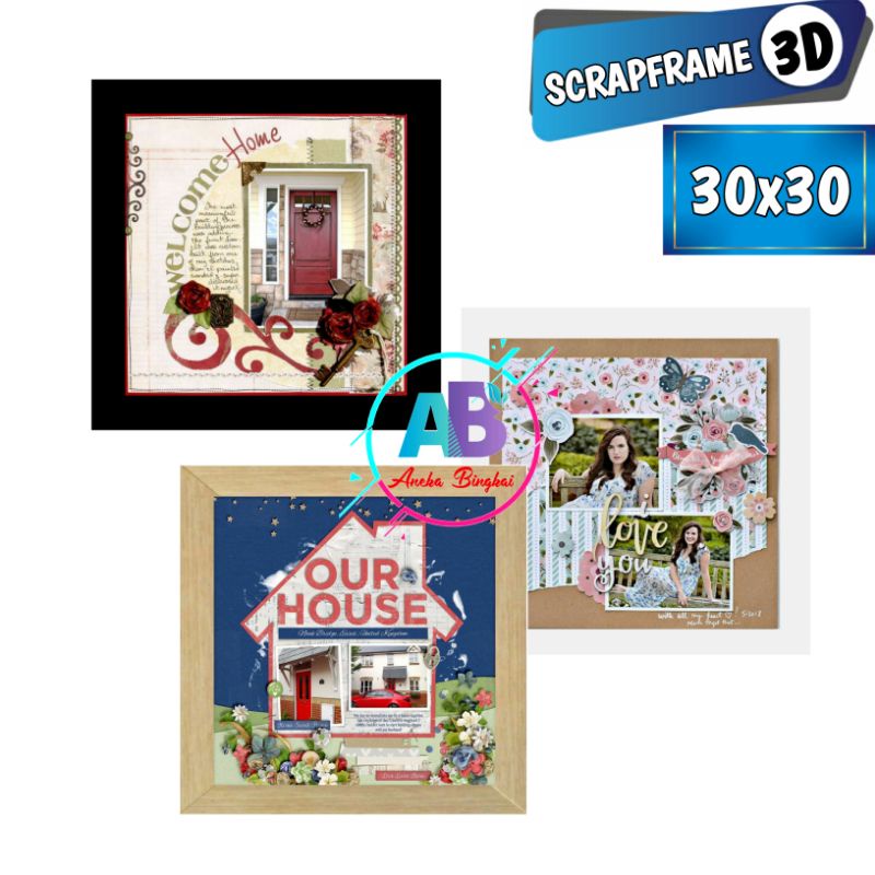 Bingkai Scrapbook 30x30 cm / Bingkai 3D 30x30 cm / Frame 3D 30x30 cm