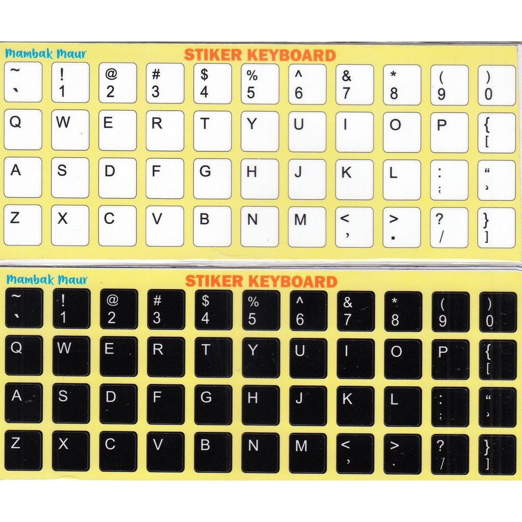 STIKER KEYBOARD POLOS, PILIHAN WARNA HITAM DAN PUTIH, BAHAN VINYL, DICUTTING &amp; DILAMINATING