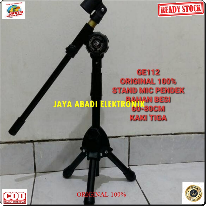 G112 ORIGINAL STAND MIC BESI 80 CM STANDING KAKI TIGA HOLDER MIK MIKROPON MICROPHONE TEMPAT GANTUNG TIANG PEGANGAN LANTAI UBIN PENYANGGA MIKROPON TIANG PEGANGAN KARAOKE MUSIK AUDIO DOUBLE DOBEL DUALSOUND DJ TRIPOD GANTUNGAN TABLE MEJA BRACKET BREKET UNIVE