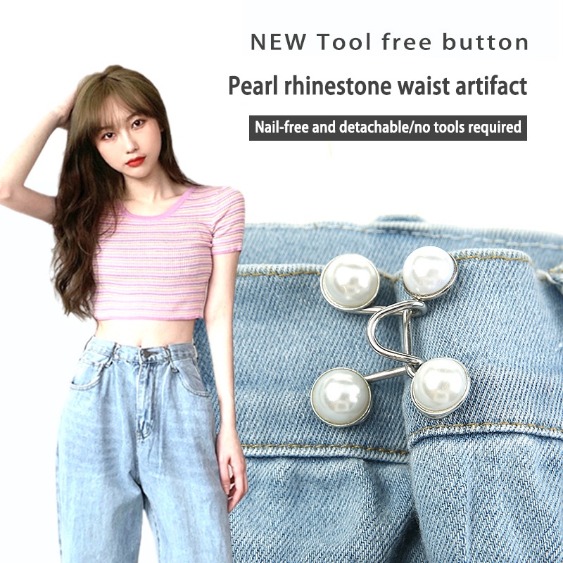COD✨1 Set Gesper Pinggang Dapat Dilepas Berlian Imitasi Mutiara Imitasi Anti Gores Anti Korosi Tekstur Halus