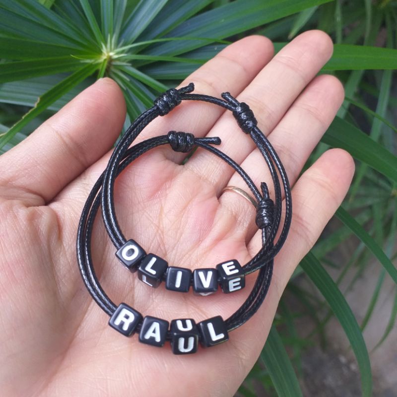 Jual Gelang Nama Inisial A Z Tali Korea Hitam Shopee Indonesia