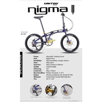Sepeda Lipat Folding Bike 20 United Nigma V