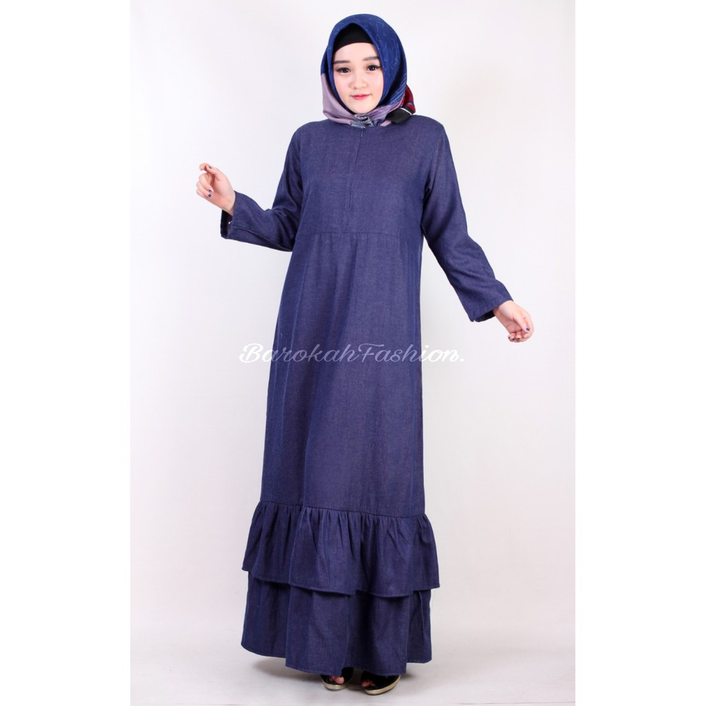 Gamis Modern Bahan Jeans Tebal Dan Halus Sleting Busui Friendly Maxy Jeans Gamis Syari