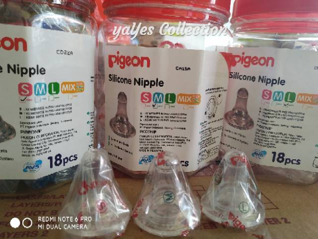 Dot pigeon size S - M - L - mix Silicone Nipple silikon lembit elastis botol susu baby bayi anak