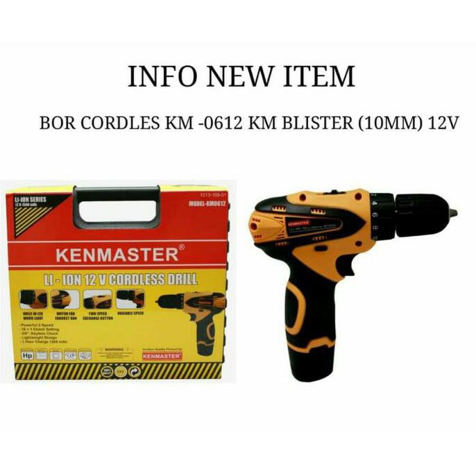 MESIN BOR BATERAI KENMASTER KM0612 - BOR CORDLESS KENMASTER - CHARGER