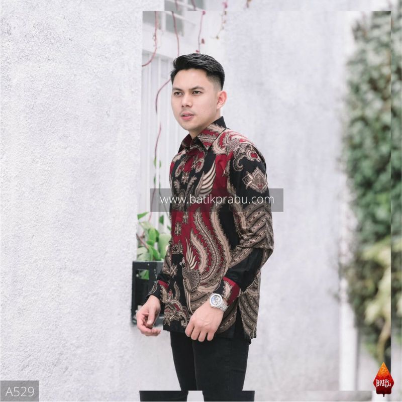 Batik kemeja pria lengan pendek&amp;panjang lapis furing bahan katun halus baturaden reguler KM01