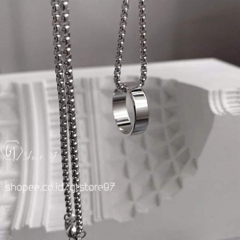 Kalung Titanium Pria Wanita Anti Karat Cowok Cewek Silver Real Titanium