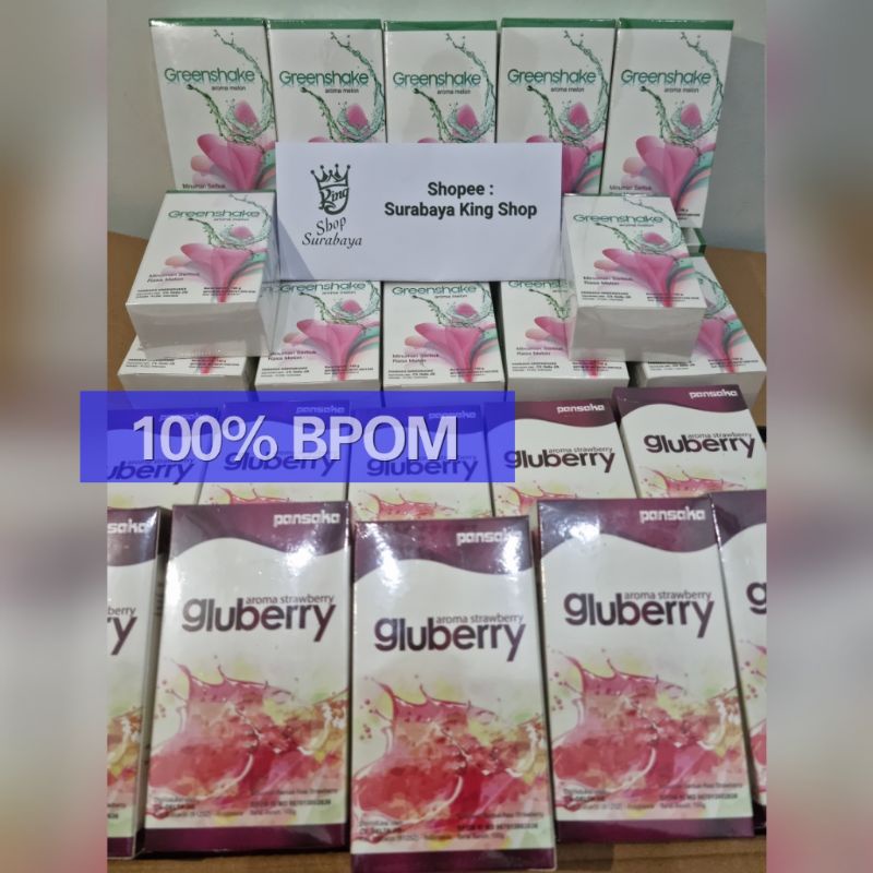 GREENSHAKE PANSAKA & GLUBERRY COLLAGEN PANSAKA 100% BPOM ORIGINAL / GREEN SHAKE MINUMAN PELANGSING D