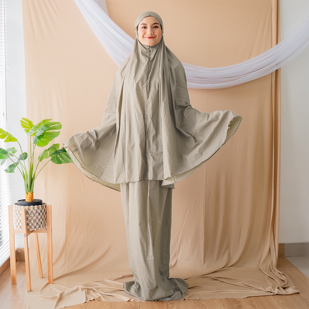 Alif Modern Wear - Mukena Mini Parasut Premium Korea Travel - Oyster Gray