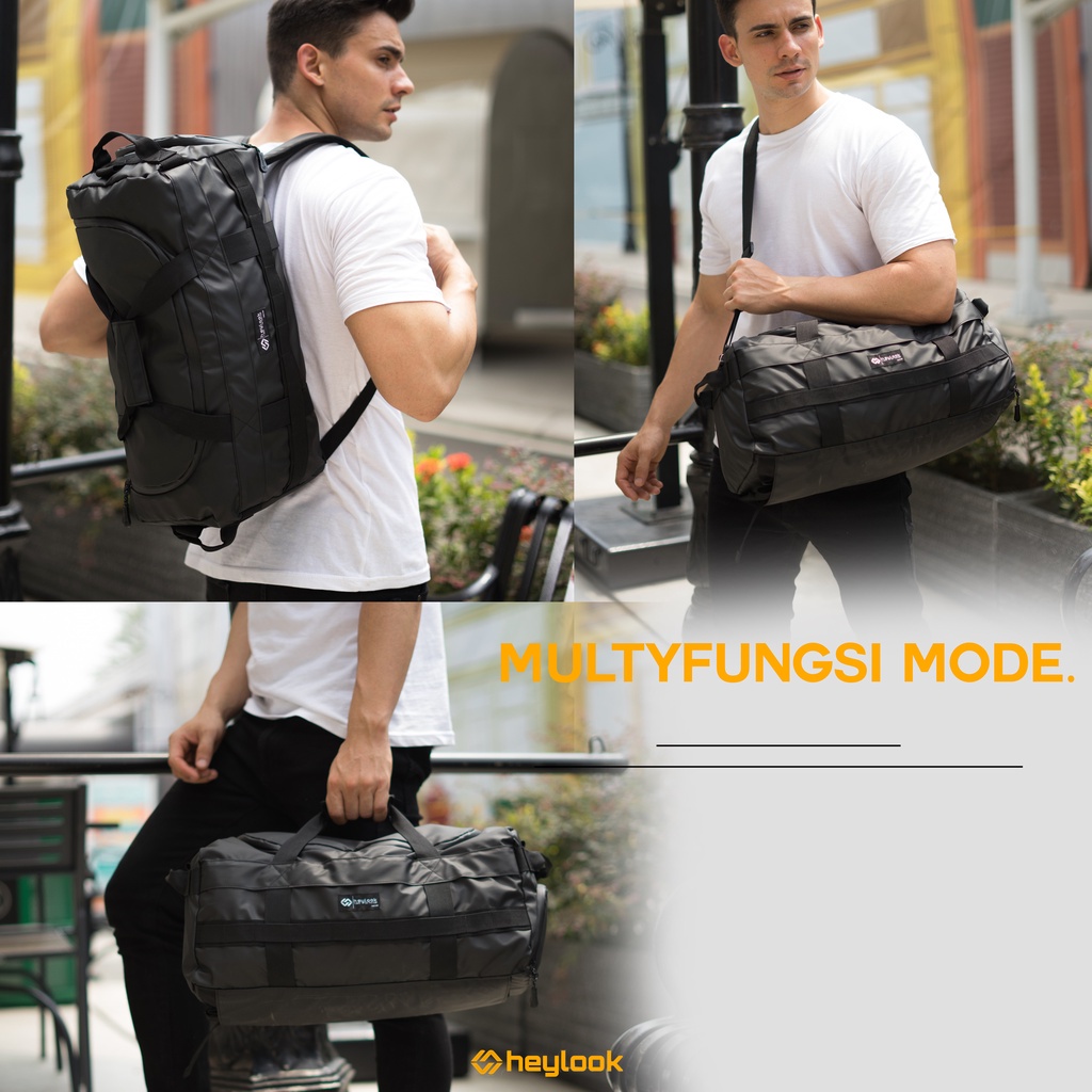 Tas Travel Bag Bahan Tebal Waterproof Tas Olahraga Gym Fitness Tas Pakaian Mudik Pulkam Backpacker Anti Air Kapasitas Besar