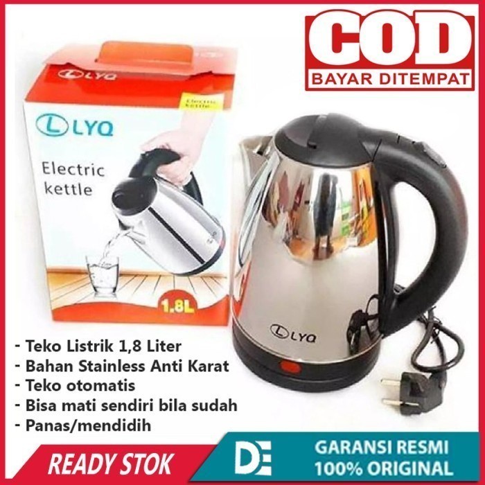 Teko Listrik 1,8 Liter LYQ Teko Listrik Otomatis Bahan Stainles Anti Karat