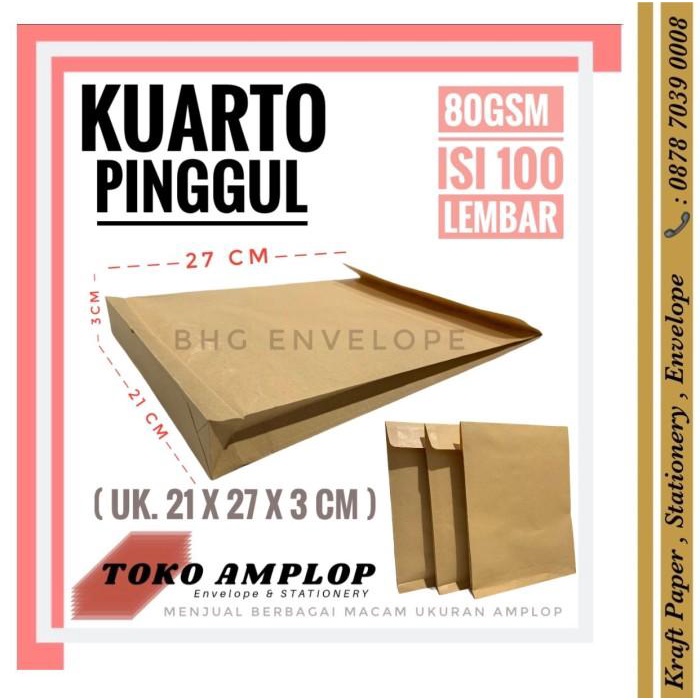 

Amplop Coklat Kuarto Pinggul (21X27Cm) Isi 100Lbr