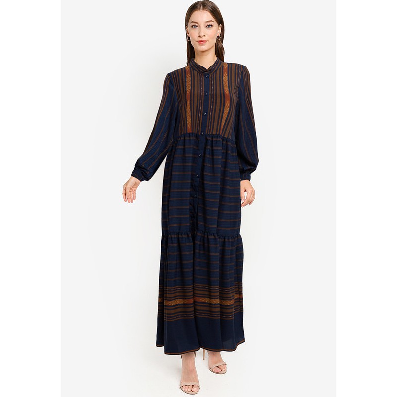 Kamilaa by Itang Yunasz Gamis Etnik Navy