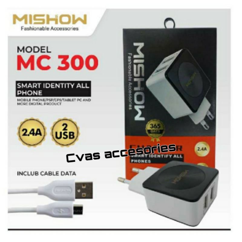 MISHOW Power Cube Charger Listrik MC-300 Fastcharger All Smartphone (Black)