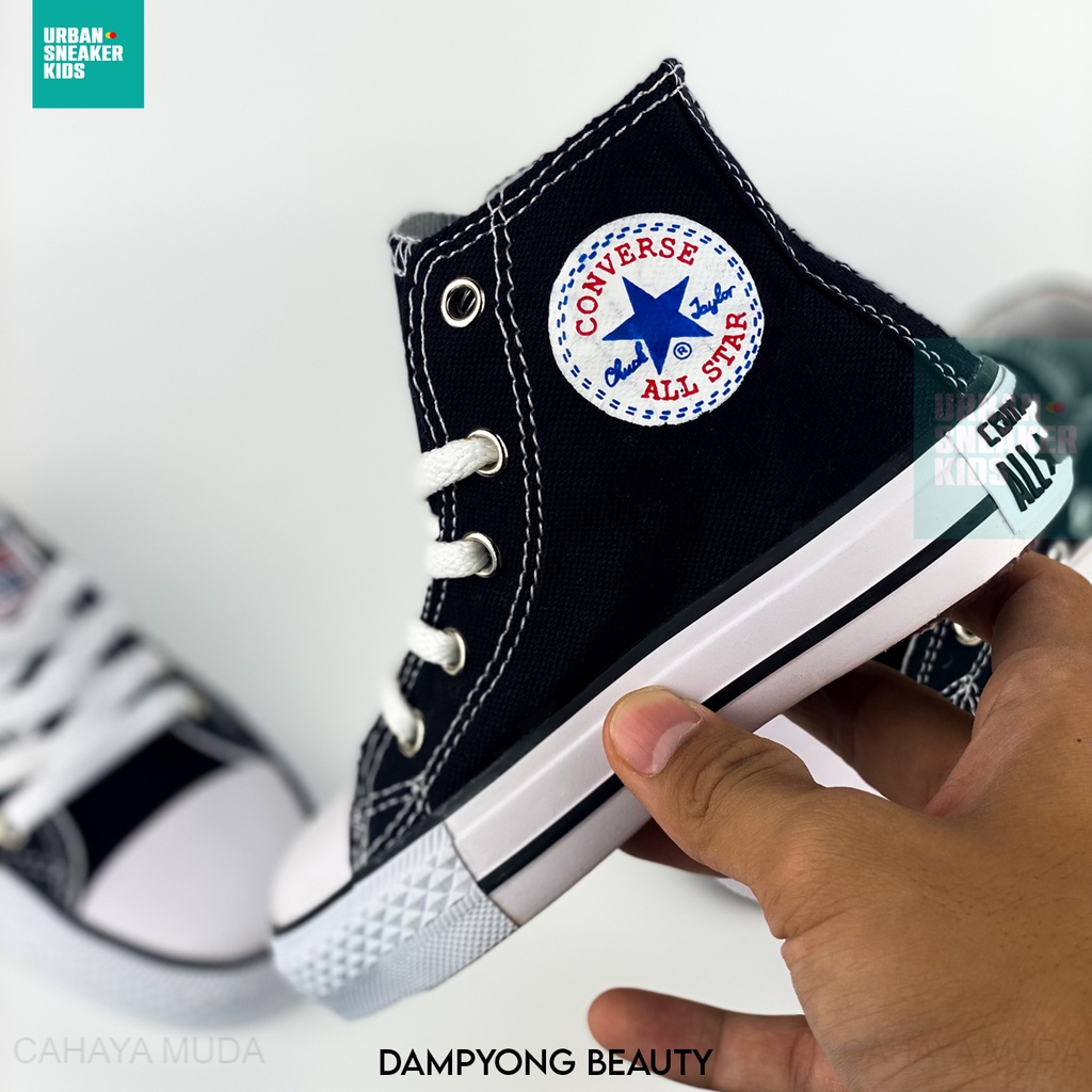 New Kualitas Terbaik Sepatu Sekolah Anak Conversee All Star Hitam 20-35 Sepatu Hitam Baby Anak Sepat