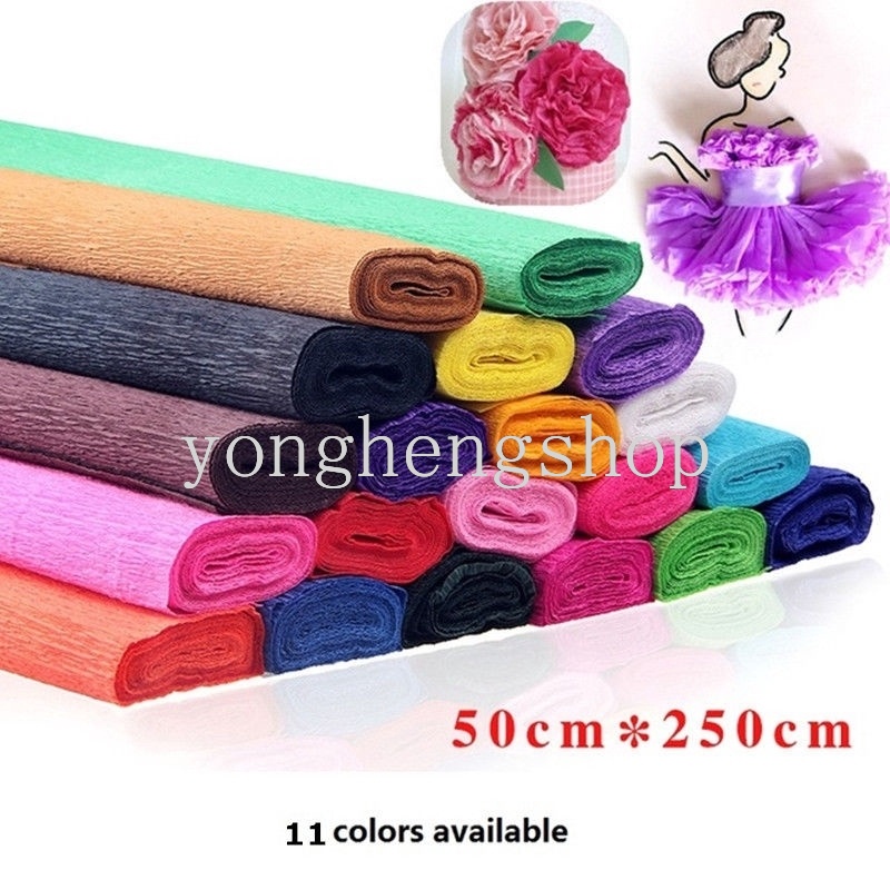 1 Roll Kertas Krep Pembungkus Bunga Handmade DIY Warna-Warni Untuk Dekorasi Pesta Pernikahan