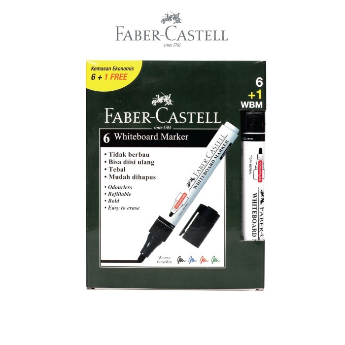 

Faber-Castell Whiteboard Marker Set 6+1 Ink Black Termurah