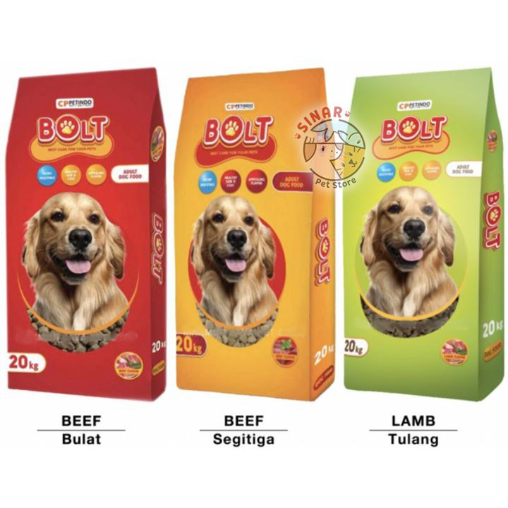 Bolt Dog 20KG Khusus Gojek / Makanan Anjing Murah Beef Lamb