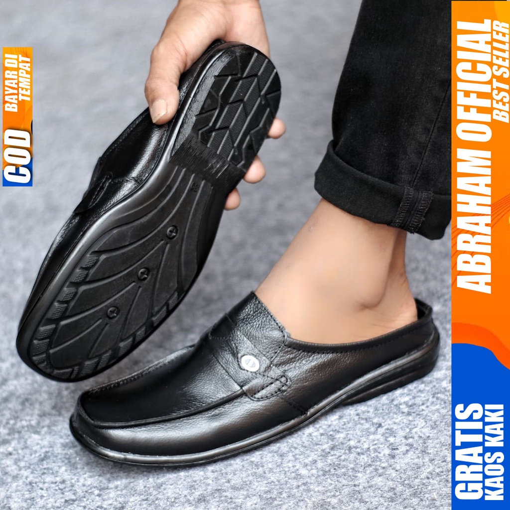 Sepatu Sandal Casual Kulit Asli Bustong Tutong Sendal Slop Original Murah Terbaru Kekinian