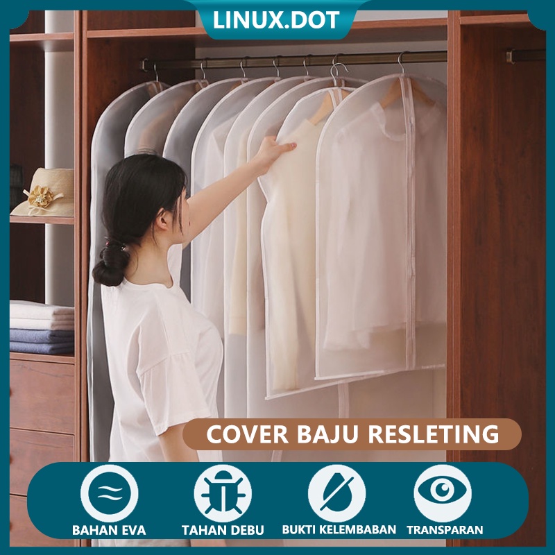 Cover Gantungan Baju Jas Gaun/Anti Debu Penutup Resleting Anti Air Pakaian PEVA