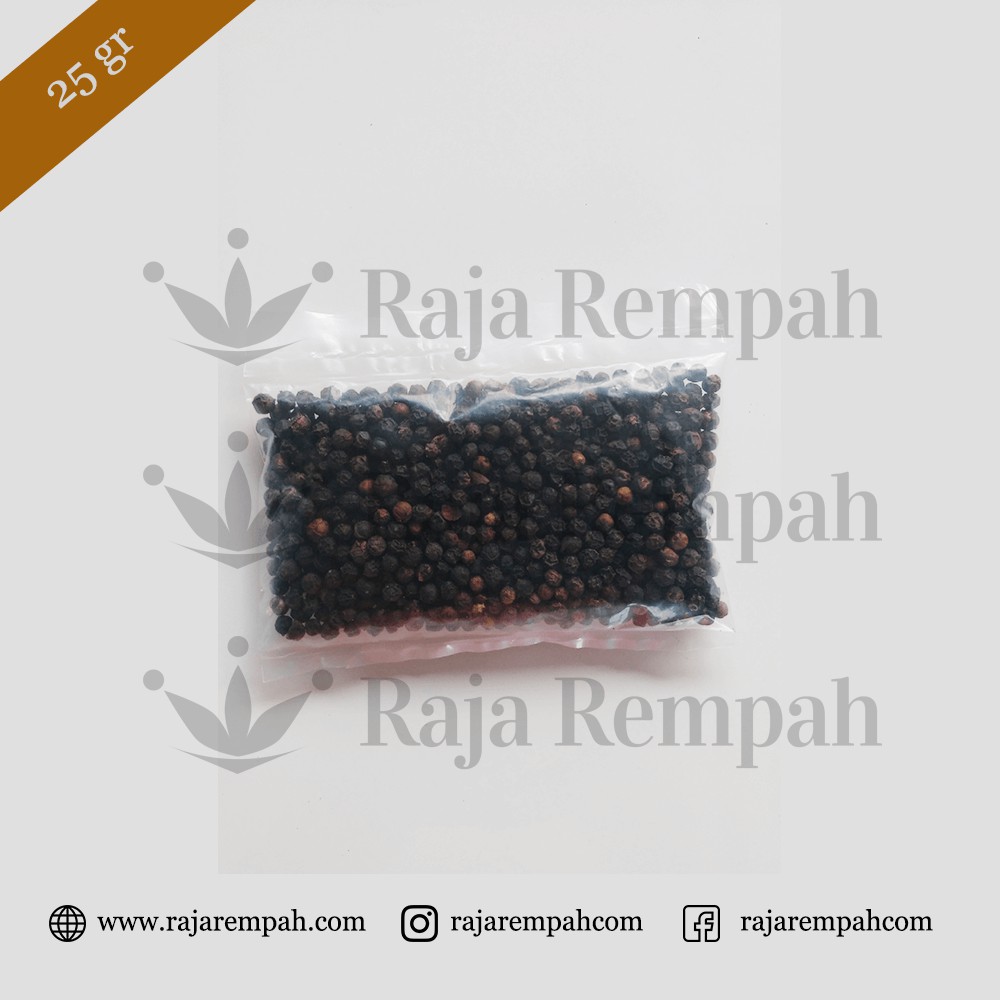 

Lada Hitam Butir 25 Gr Asli Lampung Pedas