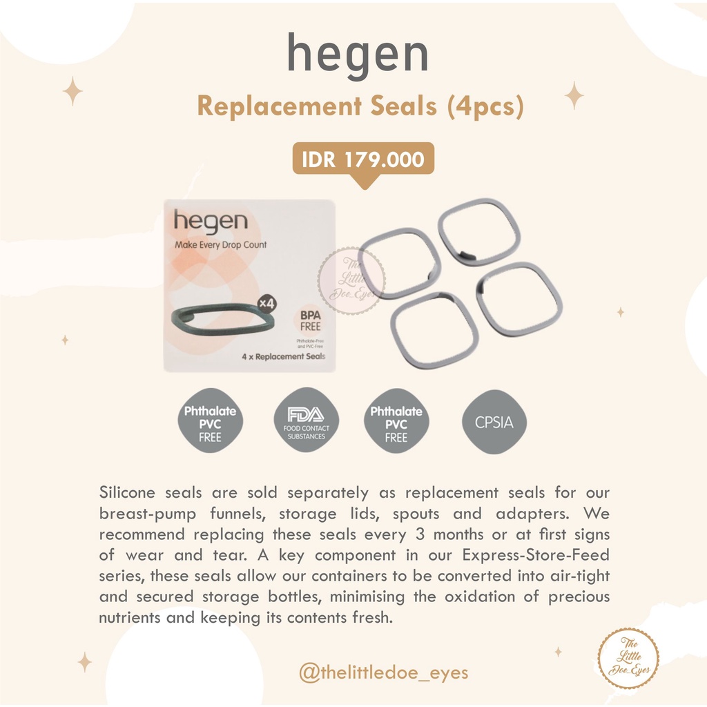 Hegen Spare Part (Valve, Replacement Seals, Spout, Storage lid)