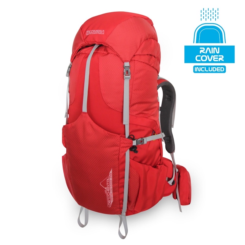 PROMO Carrier consina loets chental 55-60l include raincover tas gunung punggung daypack keril merah
