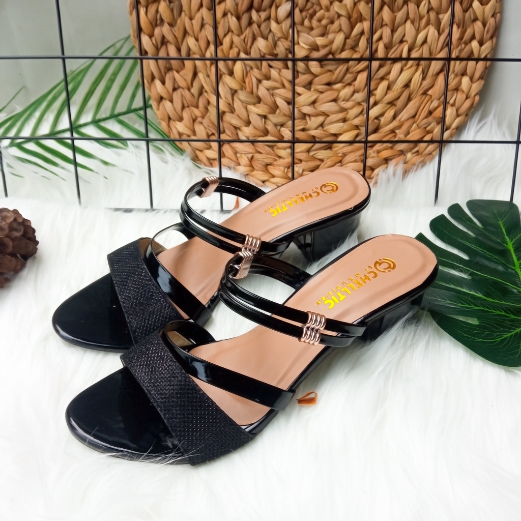 High Hells Wanita Hak tahu Glitter Sandal Wedges 5 Cm