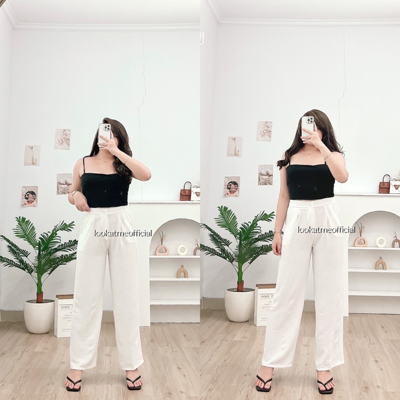 lookatmeofficial • Celana Kulot Wanita Harry Crinkle Basic Casual Pants