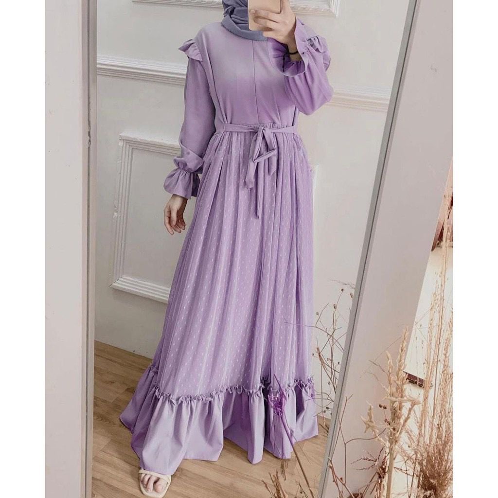 Orimoza Amarta gamis muslim rayon motif busui-HD NAVITA PLUM