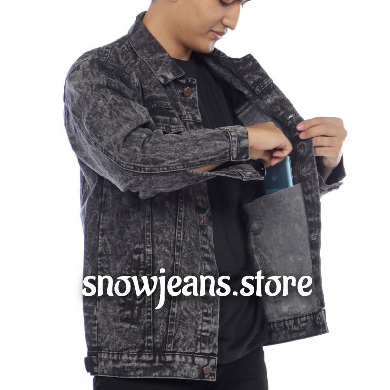 jaket jeans sanwash /jaket jeans murah / jaket jeans pria/jaket jeans / jaket jeans couple / jaket jeans snow black cod-Sanwash black