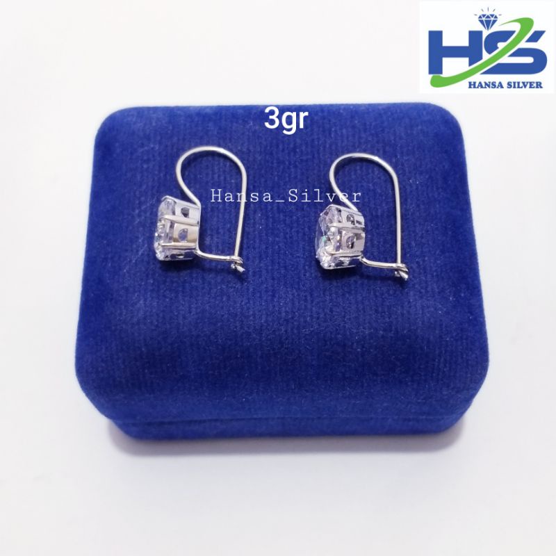 Anting Perak Asli Silver 925 Lapis Emas Putih Model Anting Desi 0,5Gram/1Gram/ 1,5Gram/2Gram/3Gram - Anting Wanita Anti Karat