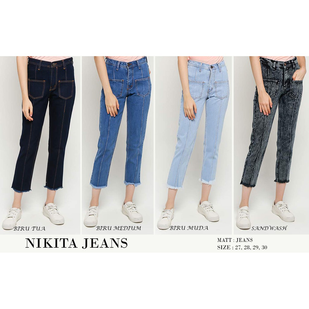 HipNop NIKITA CELANA JEANS BOYFRIEND DENIM WANITA PLAIN POLOS CEWE CEWEK PAKAIAN WANITA