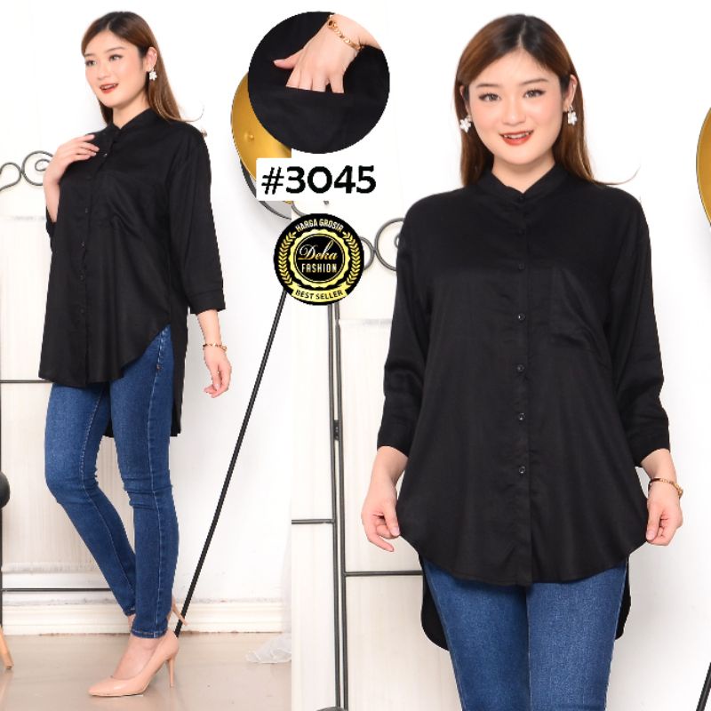 Kemeja wanita / Kemeja wanita botega katun twill 30s - 3045-Hitam