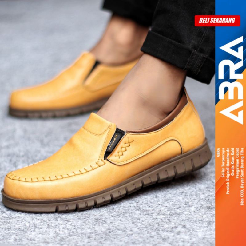 Sepatu Slip On Pria Casual Formal Kulit Pu Kerja Kantor BLENO ABRA